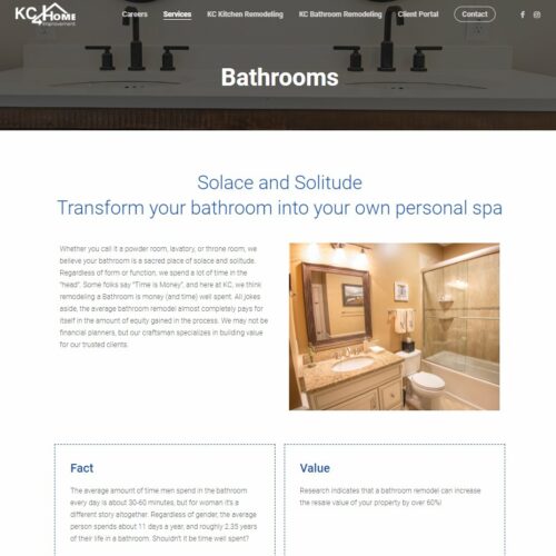 Website development website copy for bathroom remodeling company in Southern Delaware
